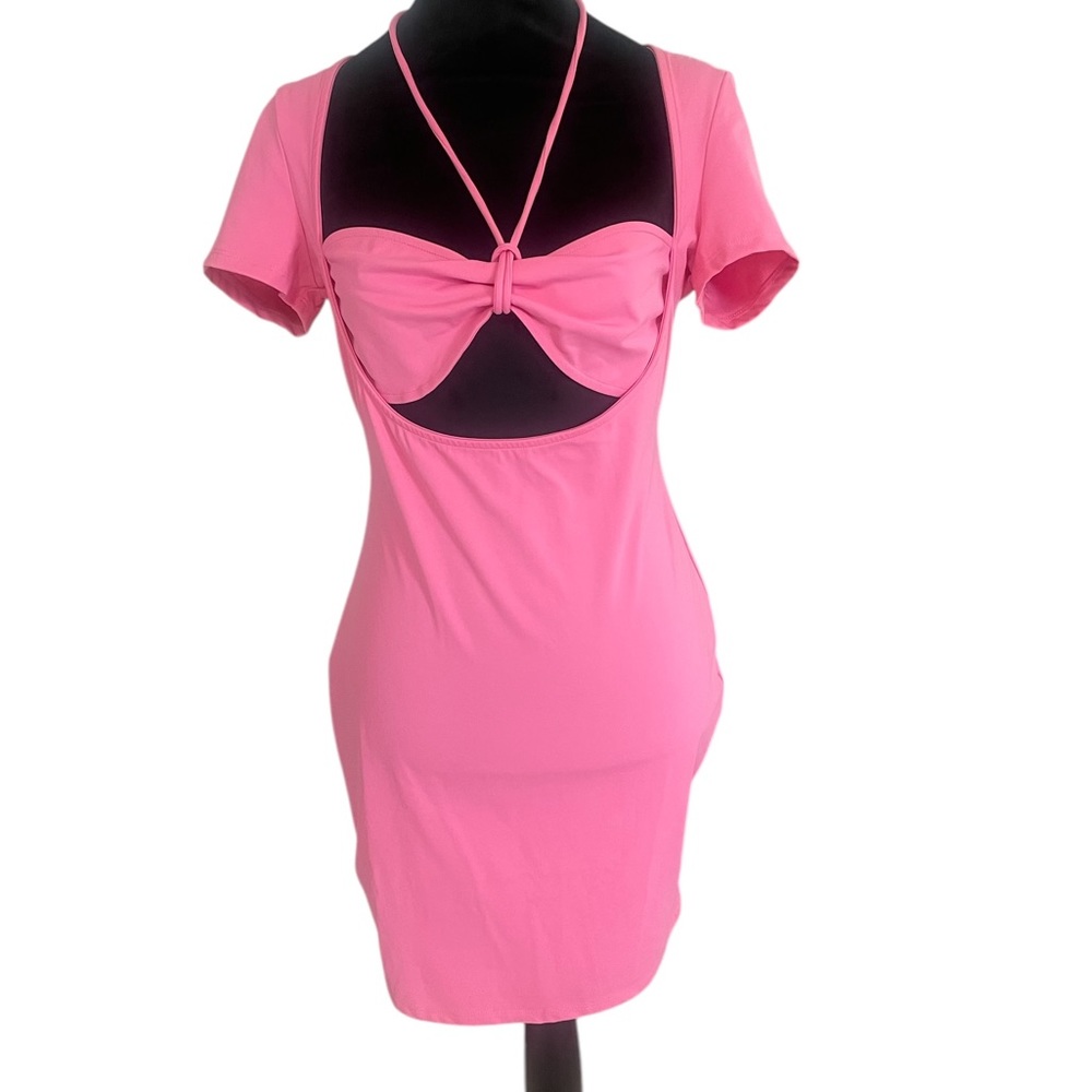 Hot in There Mini Dress,Chic Pink Cutout Dress,Large, New - Picture 2 of 9